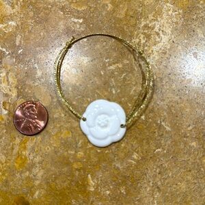 Authentic Chanel ceramic camellia bracelet adjustable